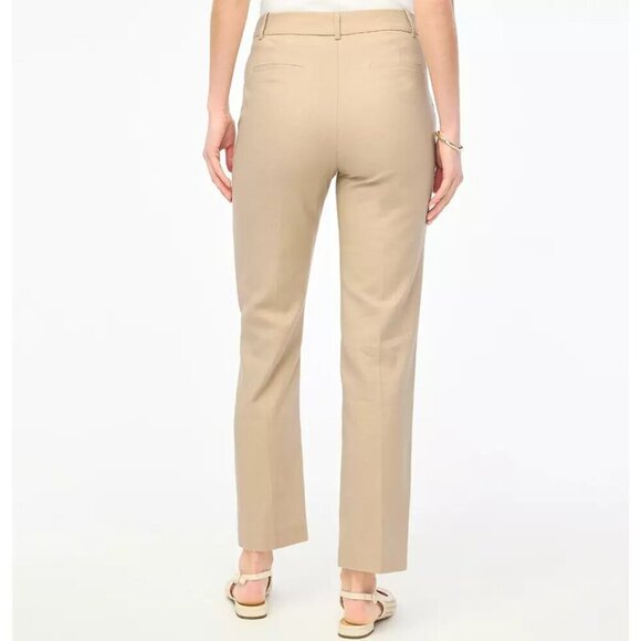 J. Crew Kallie Stretch Linen Blend Straight Leg Pants Size Tan 14 NWT - Picture 3 of 11